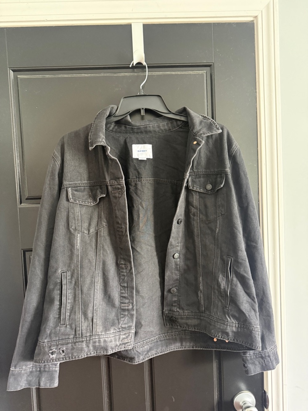 Distressed Black Denim Jacket